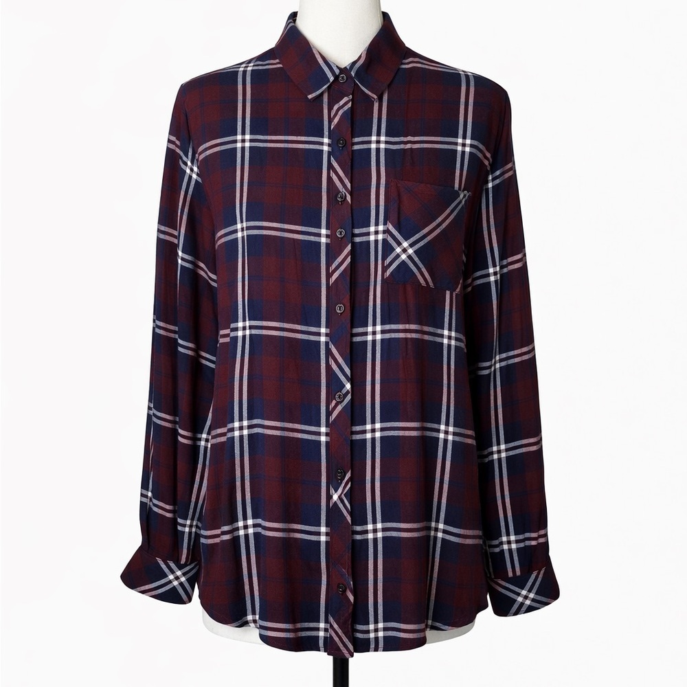 RAILS Metallic Weave Plaid Button Up Long Sleeve Collard Flannel